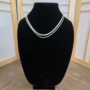 💎 Triple Strand Silver Herringbone Chain Necklace NWOT | Holiday Gift